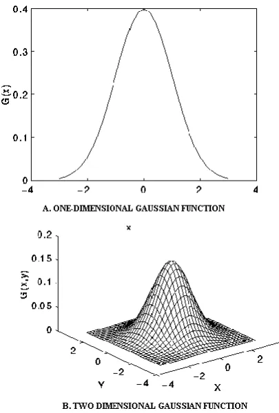 Figure 7.4: One and Two Dimensional Gaussian Function 