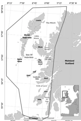 Fig. 1. Study area (grey line) off the west coast of Scotland