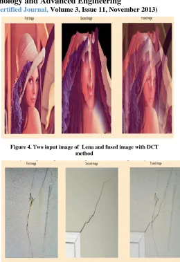 Figure 4. Two input image of  Lena and fused image with DCT method 
