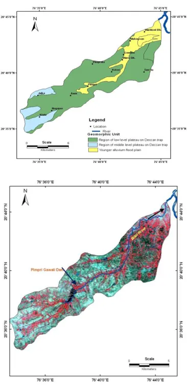 Table 1: Area and percentage wise distribution of the geomorphic unit 