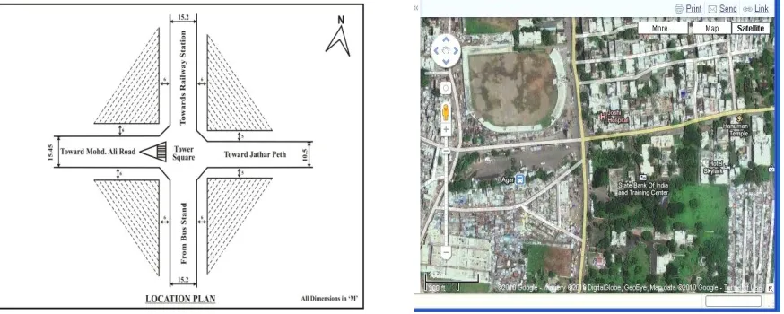 Fig No.1 Actual Plan of Tower Square and Satellite Image 