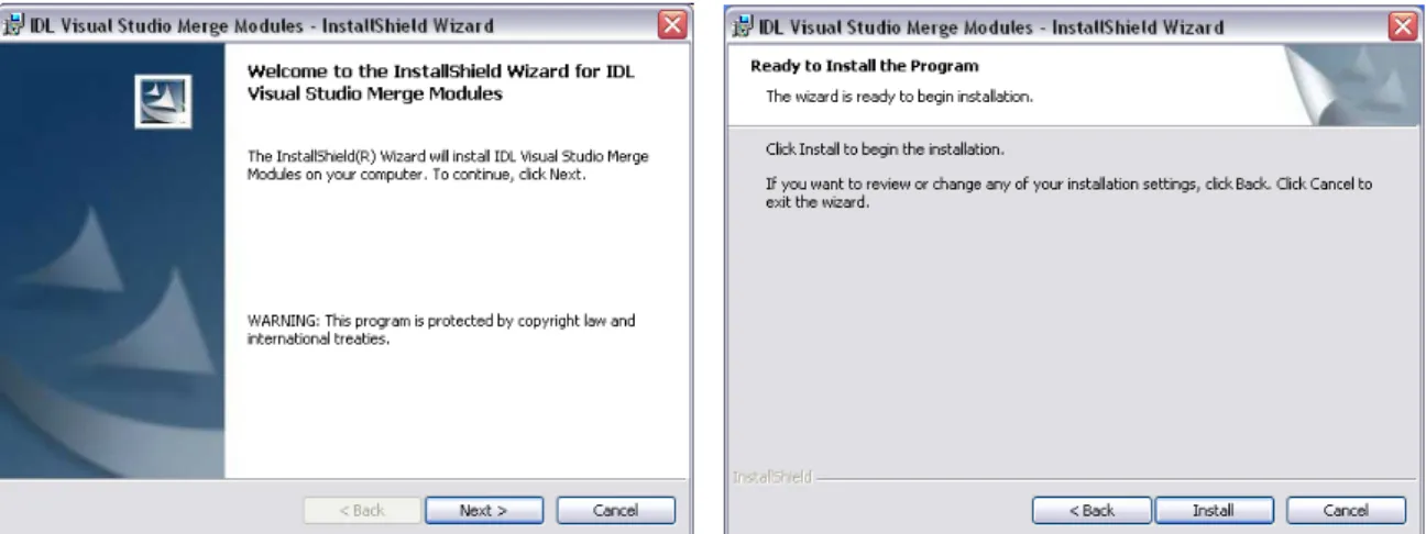 Fig. 4   IDL Visual Studio Merge Modules InstallShield Wizard – ready to install the program 