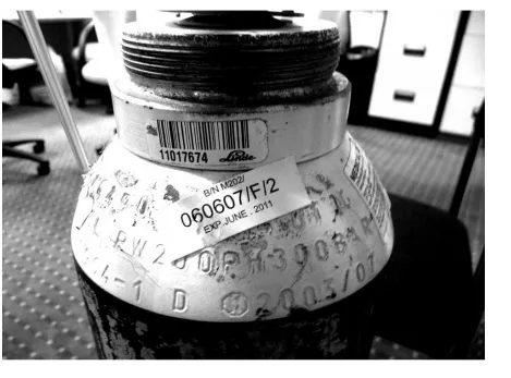 Fig 9: Date tag on the oxygen cylinder