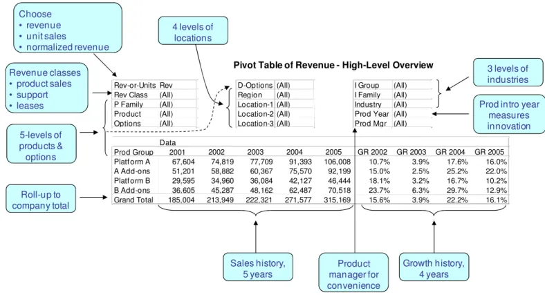 Figure 1: Pivot Sales Report with High-level and Low-level Views 