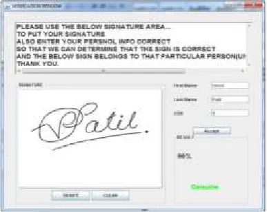 Fig. 4 Result of Verification as Genuine Signature 