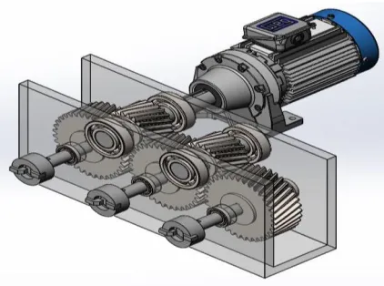 Figure 8: Open View of CAD Model of Splitter Gear-Box with Geared Motor. 
