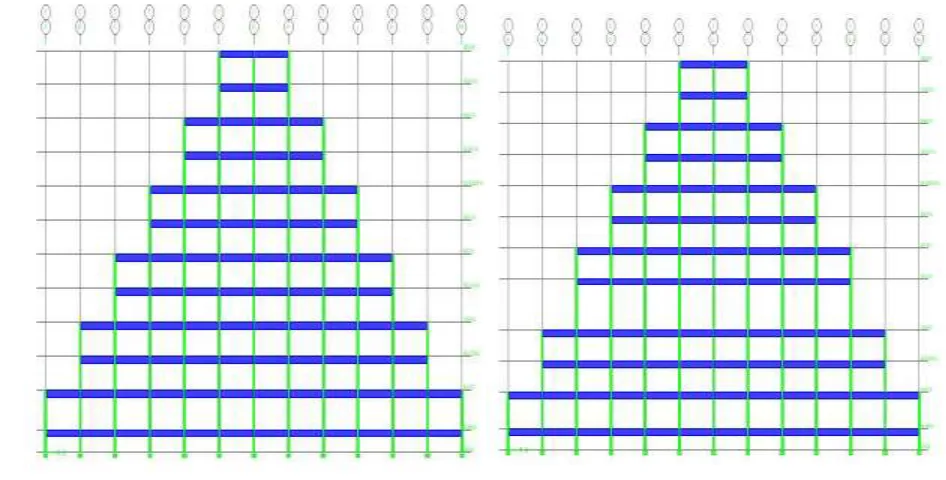 Fig 2: frame-2 3-D view Stiffness Irregularity at 4th floor 