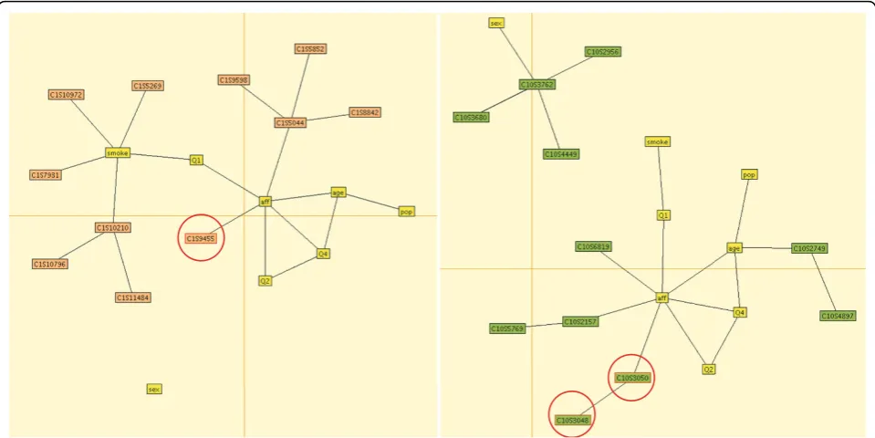 Figure 1 Typical pruned Markov graphs after the third model-fitting stage of our algorithm