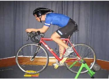 Figure 2:  This picture illustrates the same bike position as figure 1 but this rider demonstrates a position  with an anteriorly rotated pelvis to flatten the back