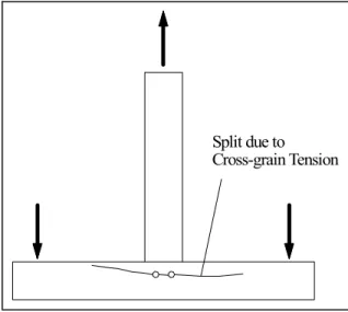 Figure 1-7 Mortise Member Failure Due to Tension Perpendicular to Grain  (Schmidt and Daniels 1999) 