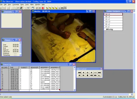 FIGURE 1:  Screen showing coding of video data in Noldus Observer Pro 