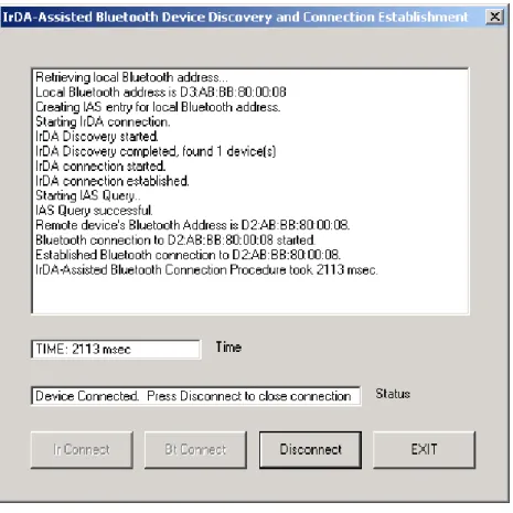Figure 6. Screenshot of IrDA-Assisted Bluetooth Method