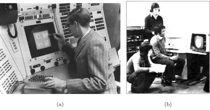 Figure 1.1: Early work at (a) MIT and (b) Bangor University, showing how users