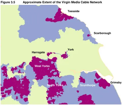Figure 3.5 Approximate Extent of the Virgin Media Cable Network 