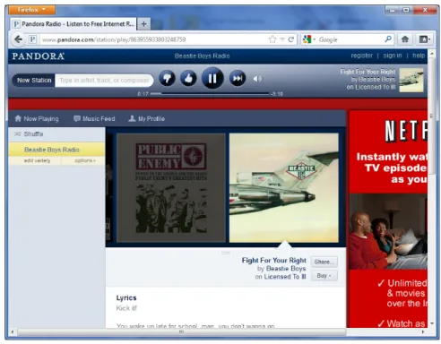 Figure OL3-2: Personalizing Pandora radio station 