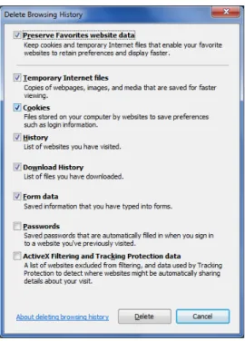 Figure OL4-1: Delete Browsing History dialog box — Internet Explorer 