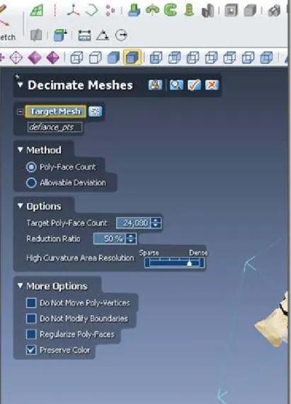 Fig. 2: Select options for decimating the mesh.