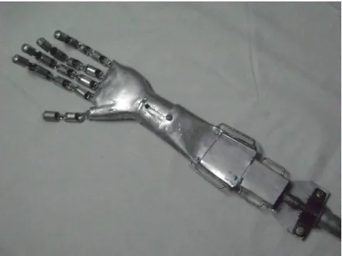 Fig 2.  The proposed model consists of a DC gear motor The proposed and fabricated Prosthetic arm is shown in which is used to control the fingers movement