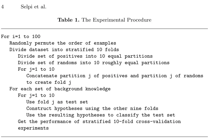 Table 1. The Experimental Procedure