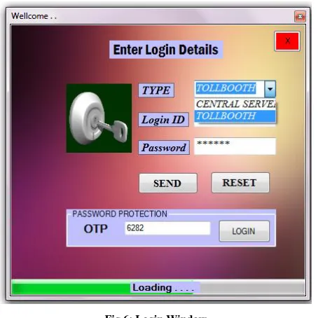 Fig 6: Login Window 