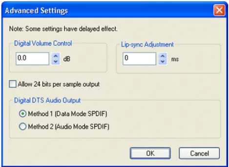 Figure 2.6 Audio Page Advanced Settings