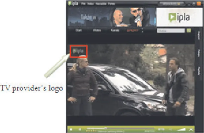 Fig. 1. Sample image taken during broadcasting of the Internet TV-IPLA with the selected area of the providers logo