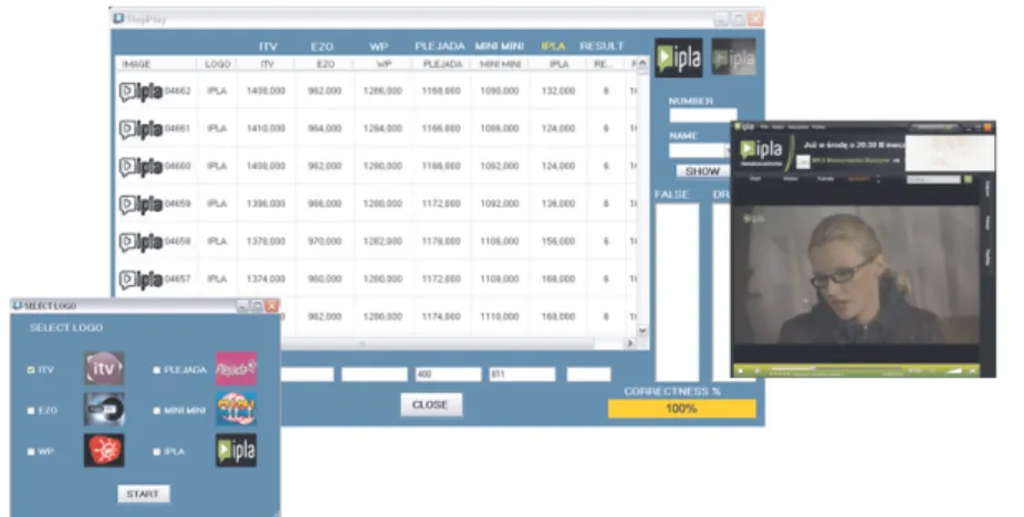 Fig. 4. The main algorithm application window with the logo and sample image of Internet TV-IPLA