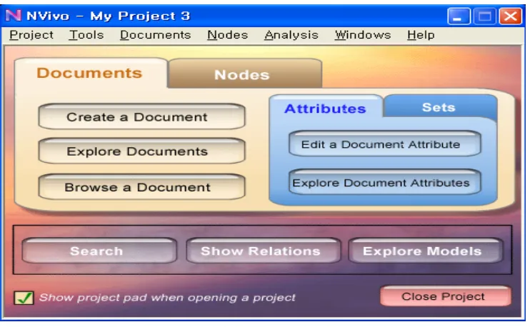 Figure 4.5 The default main screen in NVivo 