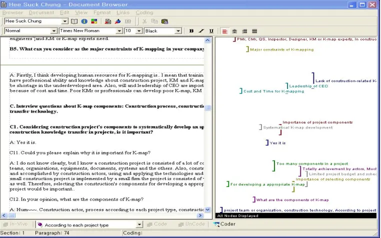 Figure 4.6 The passages of the primary document and specific quotations 
