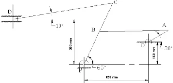 Fig.1 Six Bar Linkage Mechanism (Space diagram with suitable scale & Showing Angle With Horizontal  of each Link) 