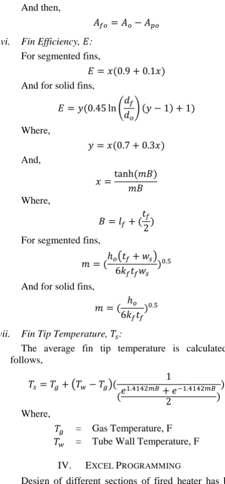 Table I  Radiant Section Design 
