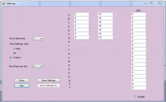 Figure 5: Settings Window 
