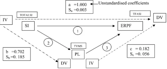 Figure 3. Mediating effect with coefficient values of programming languages between system implementation and ERP failure