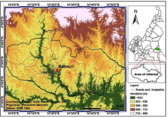 Figure 1. Area of interest edited using DTM data. 