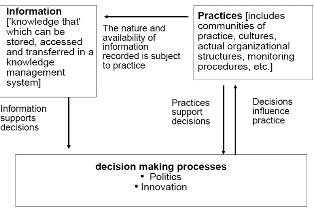 Figure 2.  The relationship between information, practices and decision making