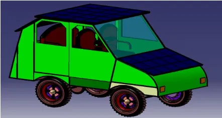 Figure 3 (b) Different view of hybrid solar car with the help of CATIA V5R19 software