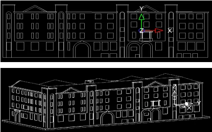 Figure 3: Polygonal VR mesh models developed from the raw scan data and CAD models extracted from the VR models, Jactin house Intelcities project  