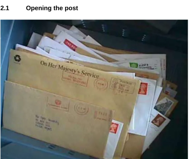 Figure 2.1 Incoming post, courtesy of the Open University (author's photo) Your documents do not arrive at the capture process by themselves.