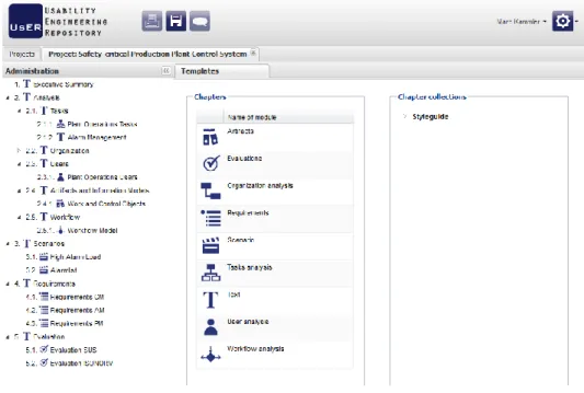 Figure 2: Selected combination of modules in UsER 