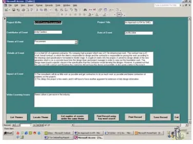 Figure 2: Screen shots Event database            Figure 3: Screen shot of Online Debriefing 