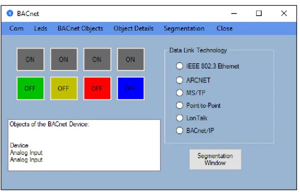 Figure 5. The BACnet objects provided by the device. 