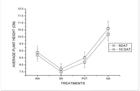 Figure 7: Average plant height of chilli (Source: Drawn by authors et al., 2018, unpublished, LSD: 5%) 