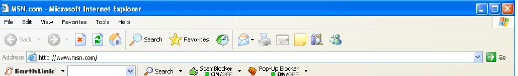 Figure 4: The EarthLink Toolbar indicating a legitimate site 