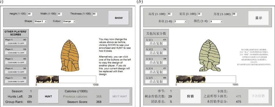 Figure 1. Screenshots of the virtual arrowhead task in (the buttons on the left of the screen