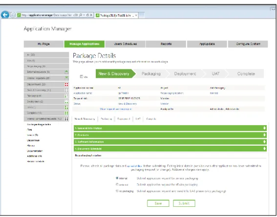 Figure 4 - Screen dump from Application Manager 