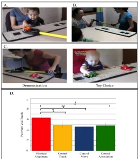 Figure 3. (A) Familiarization of active alignment condition in Gerson & Woodward (2012)