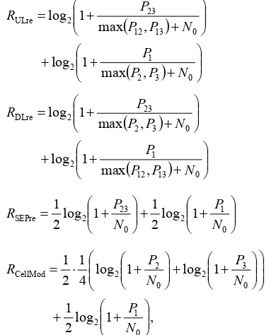 Figure 4. Illustration of resource allocation of considered resource sharing methods. In DLre and ULre modes, the cellular user and the D2D users operate in the same re-source