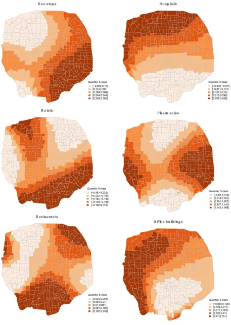Figure 3. Visualization of GWR model results. 