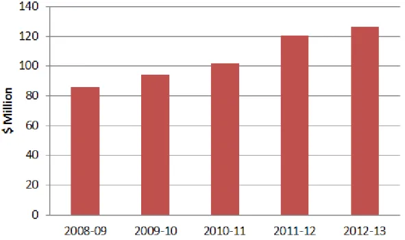 Figure 2.2: Medical and Rehabilitation costs from 2008-09 to 2012-13  (Source: 
