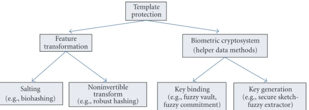 Figure 7: Authentication mechanism when the biometric template is protected using a feature transformation approach.